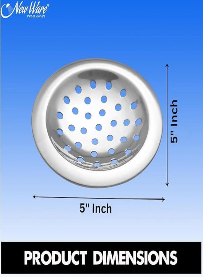 New Ware® 5 Inch Round Stainless Steel Bathroom Floor Drain Jali | Multiple Hole Water Drain Grating | Chrome Finish Rust-Resistant Cover - Image 4